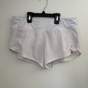 Savage Barbell Womens White Running Shorts Size M Back Zipper Pocket Lined Star